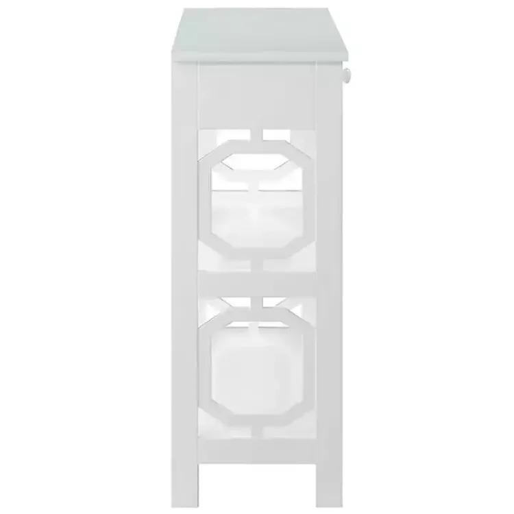 Console Tables-Kirklands Home Octagon 2-Shelf Console Table White