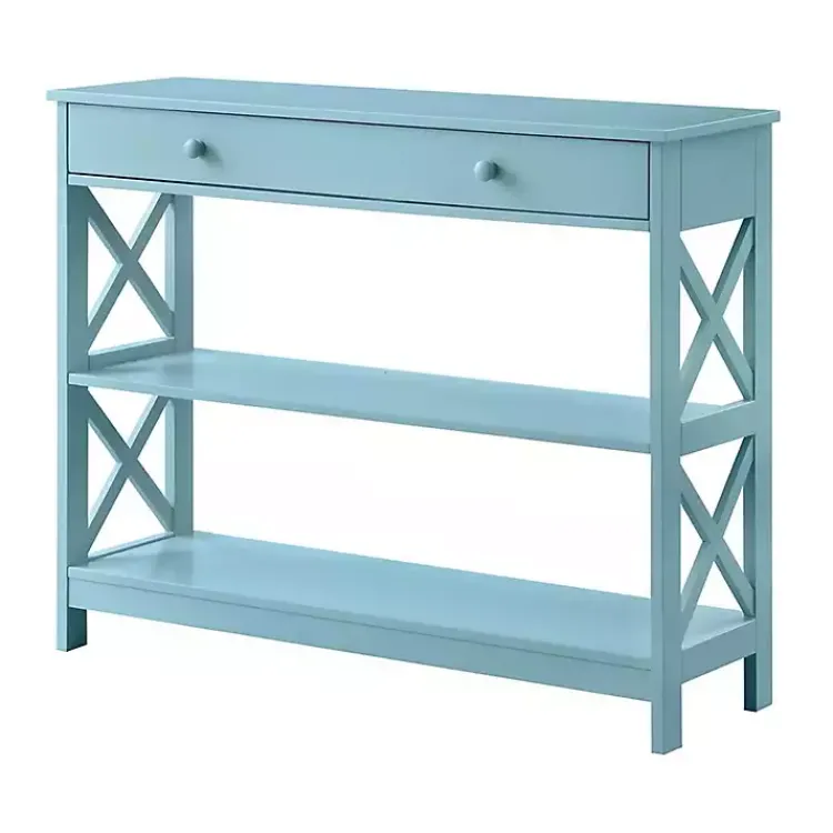 Console Tables-Kirklands Home Light X-Frame 2-Shelf Console Table Blue