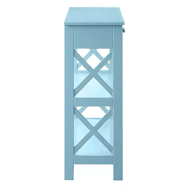 Console Tables-Kirklands Home Light X-Frame 2-Shelf Console Table Blue
