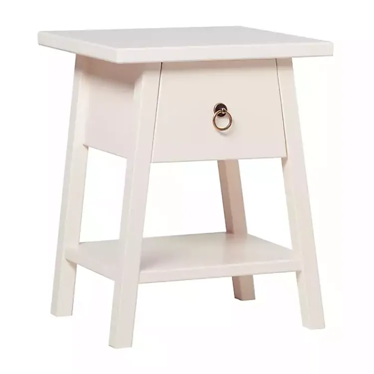 Accent & End Tables-Kirklands Home Japandi Pull-Ring Accent Table Ivory