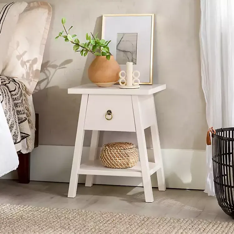 Accent & End Tables-Kirklands Home Japandi Pull-Ring Accent Table Ivory