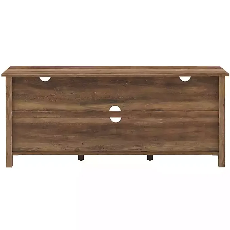 Tv Stands & Media Consoles-Kirklands Home Rustic Oak Wood Slatted Sides Media Cabinet Brown