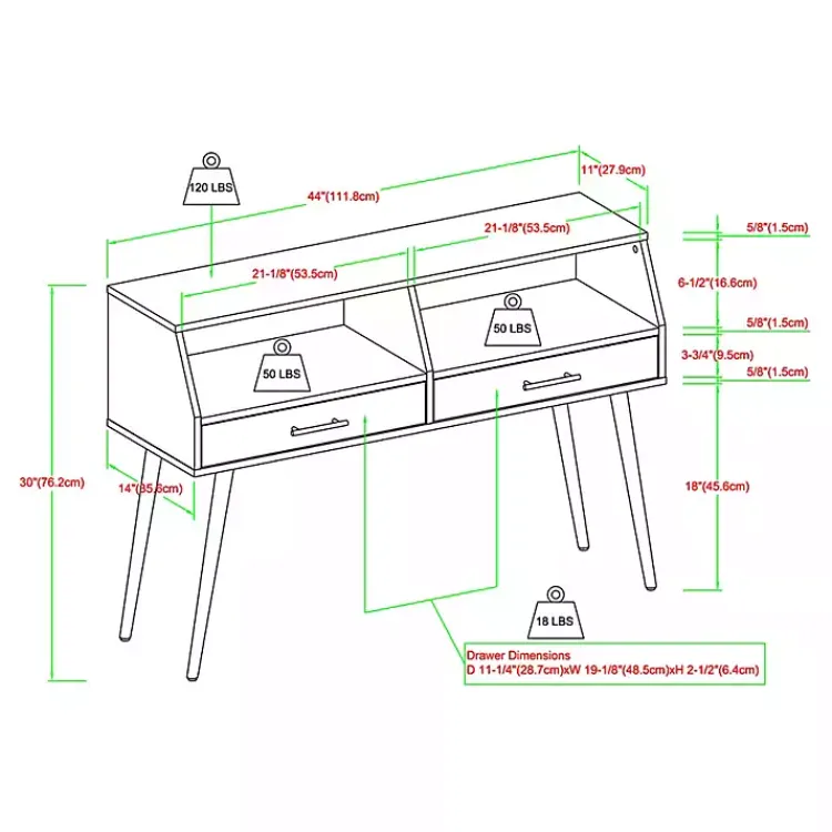 Console Tables-Kirklands Home Slate 2-Drawer Henry Console Table Gray