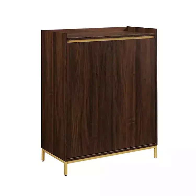 Cabinets & Sideboards-Kirklands Home Dark Walnut Capri 6-Bottle Cubby Cabinet Brown