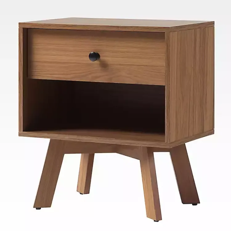 Nightstands-Kirklands Home Mocha Wood Mid-century Modern Nightstand Brown