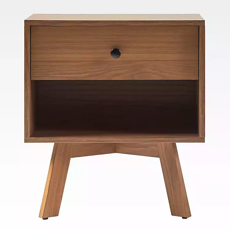 Nightstands-Kirklands Home Mocha Wood Mid-century Modern Nightstand Brown