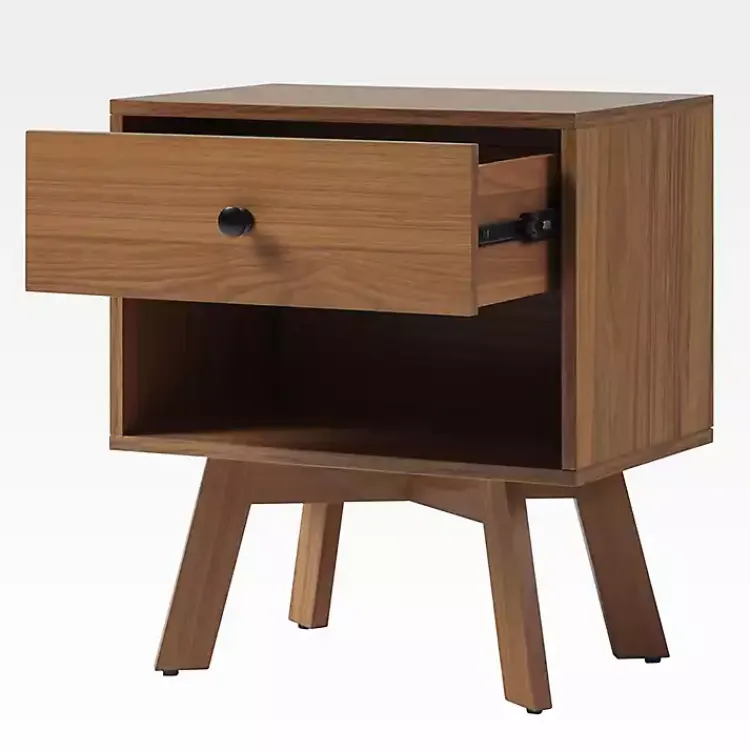 Nightstands-Kirklands Home Mocha Wood Mid-century Modern Nightstand Brown