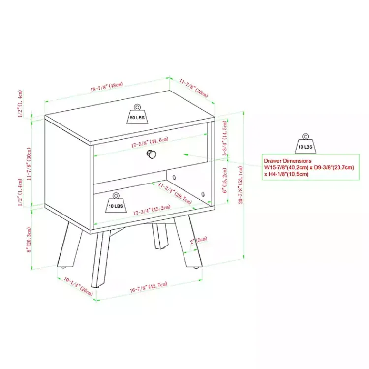 Nightstands-Kirklands Home Mocha Wood Mid-century Modern Nightstand Brown