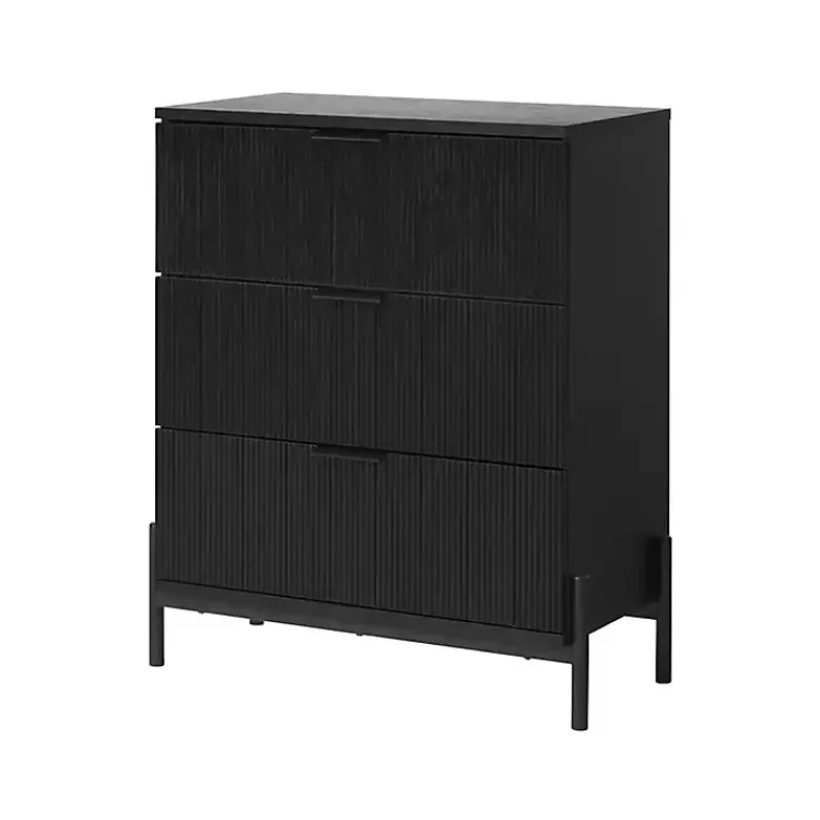 Dressers & Chests-Kirklands Home Reeded 3-Drawer Dresser Black