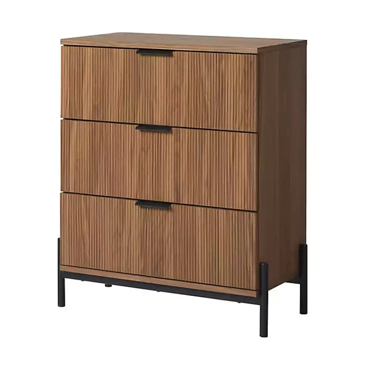 Dressers & Chests-Kirklands Home Reeded 3-Drawer Dresser Brown