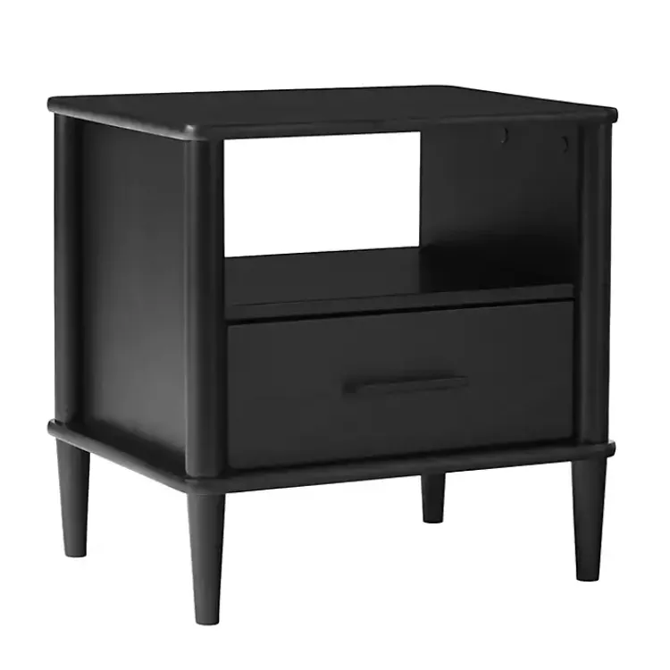 Nightstands-Kirklands Home Wood Spindle Leg Nightstand Black