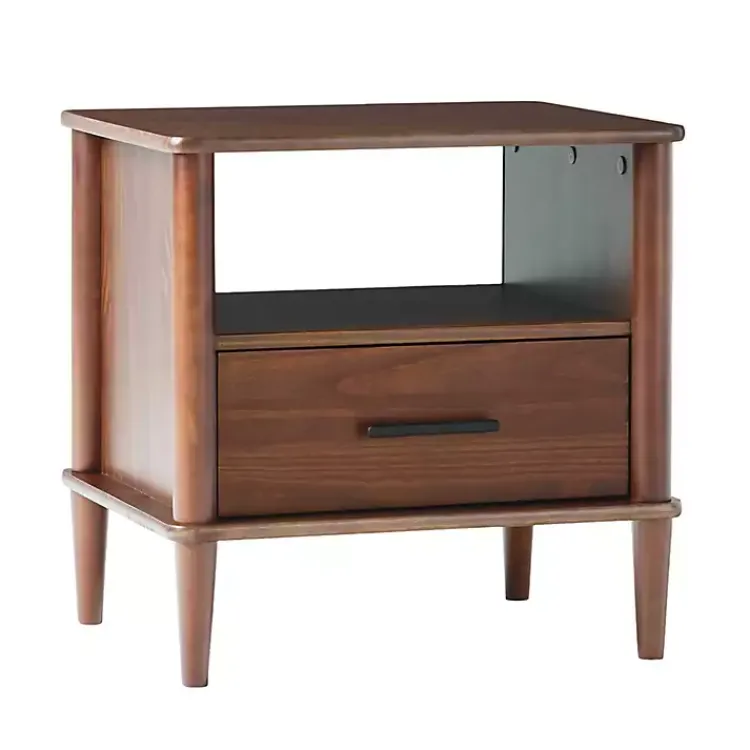 Nightstands-Kirklands Home Walnut Wood Spindle Leg Nightstand Brown