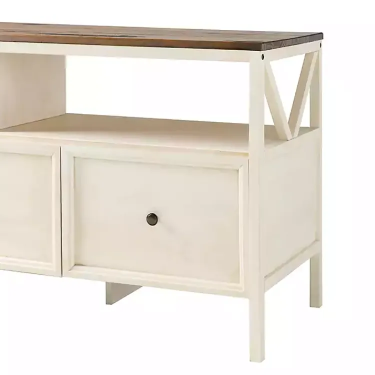 Tv Stands & Media Consoles-Kirklands Home Brown and Whitewashed Wood 3-Drawer Media Cabinet