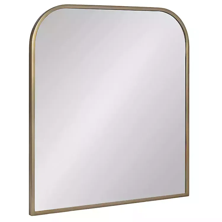 Decorative Mirrors-Kirklands Home Antique Brass Wide Arch Wall Mirror Gold
