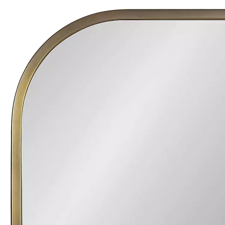 Decorative Mirrors-Kirklands Home Antique Brass Wide Arch Wall Mirror Gold