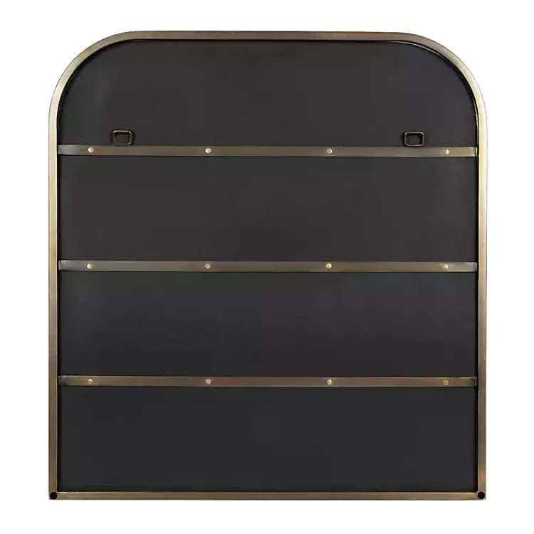 Decorative Mirrors-Kirklands Home Antique Brass Wide Arch Wall Mirror Gold