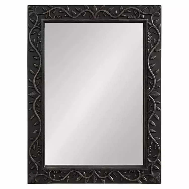 Decorative Mirrors-Kirklands Home Wood Ornate Carved Wall Mirror Black
