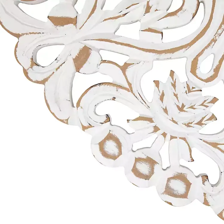 Wall Plaques-Kirklands Home Antique Damask Round Wall Plaque White