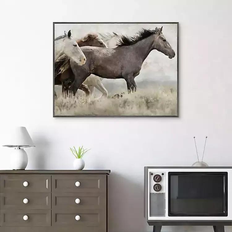 Canvas Art-Kirklands Home Thunder Ridge Distressed Framed Canvas Art Print Gray