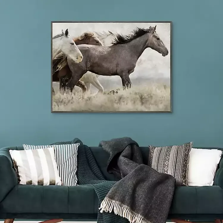 Canvas Art-Kirklands Home Thunder Ridge Distressed Framed Canvas Art Print Gray