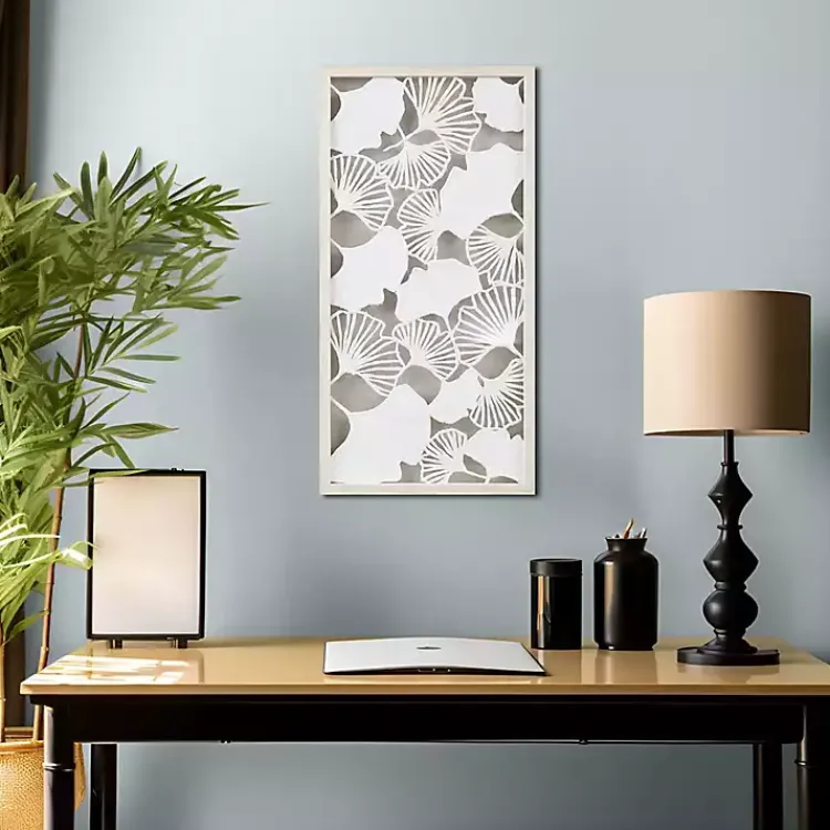 Wall Plaques-Kirklands Home Martha Stewart Rice Paper Ginkgo Leaf Wall Plaque White