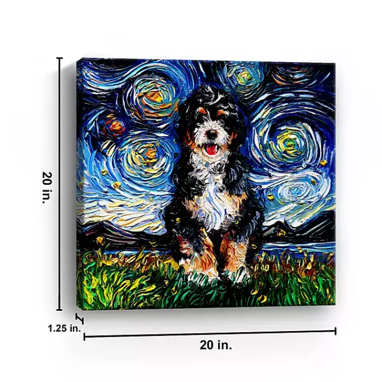 Canvas Art-Kirklands Home Aja Trier Bernadoodle Starry Night Canvas Print