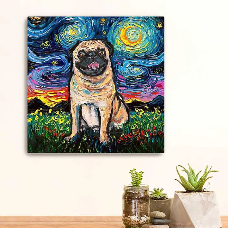 Canvas Art-Kirklands Home Aja Trier Pug Starry Night Canvas Art Print