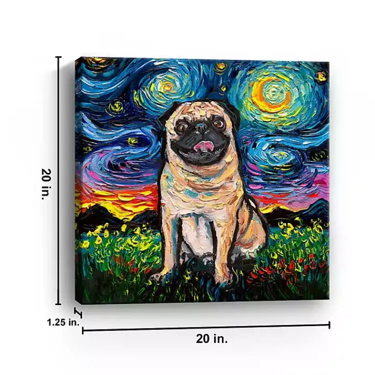 Canvas Art-Kirklands Home Aja Trier Pug Starry Night Canvas Art Print