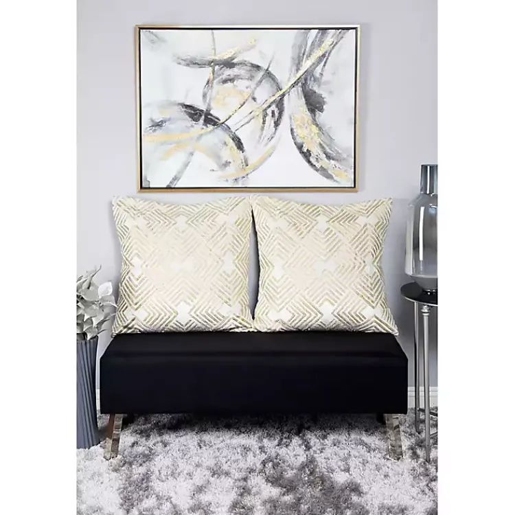 Canvas Art-Kirklands Home Gray and Gold Abstract Framed Canvas Art Print