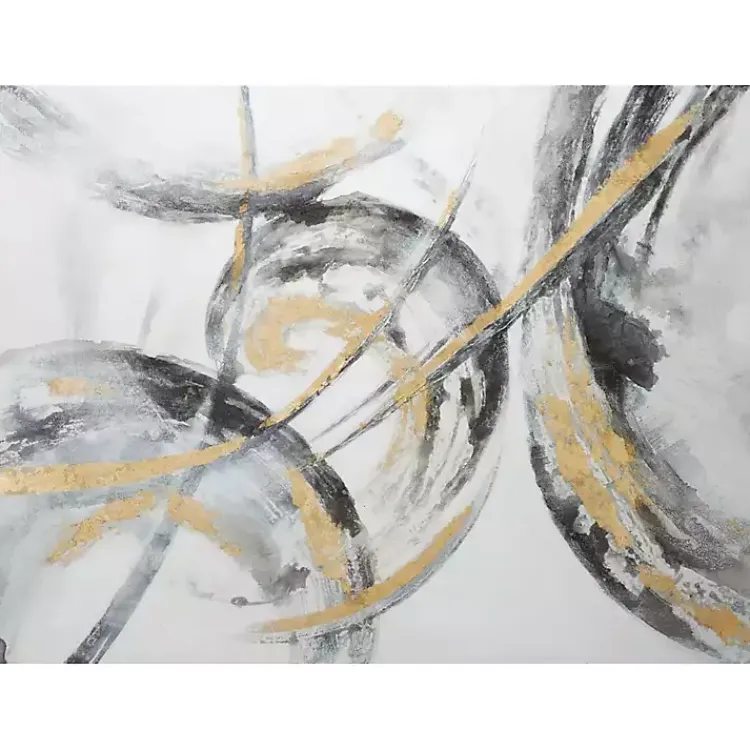 Canvas Art-Kirklands Home Gray and Gold Abstract Framed Canvas Art Print