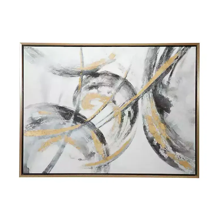 Canvas Art-Kirklands Home Gray and Gold Abstract Framed Canvas Art Print