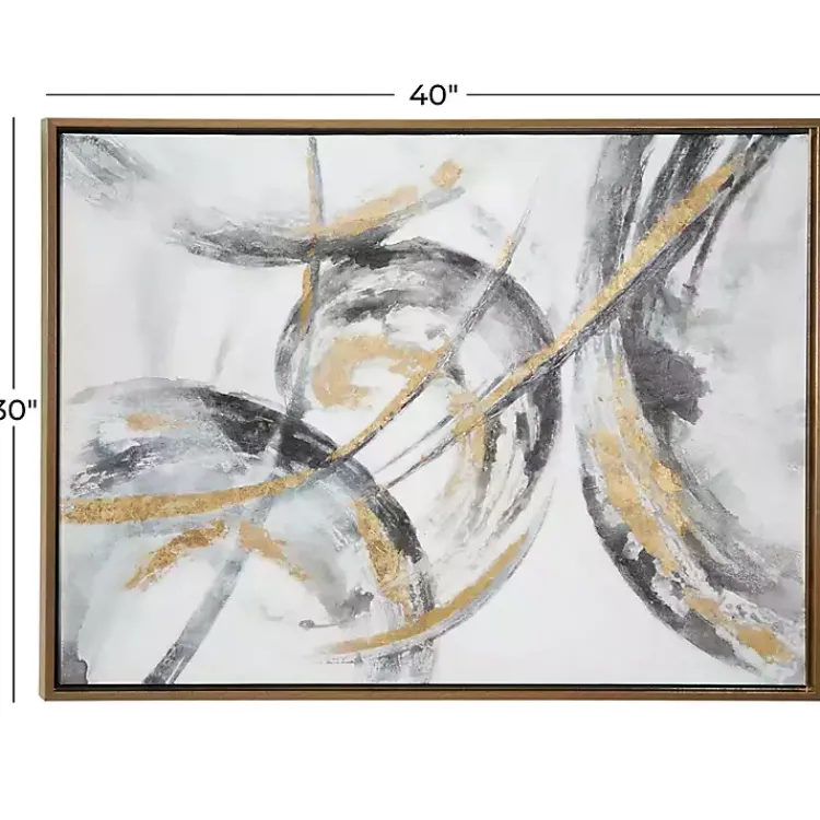 Canvas Art-Kirklands Home Gray and Gold Abstract Framed Canvas Art Print