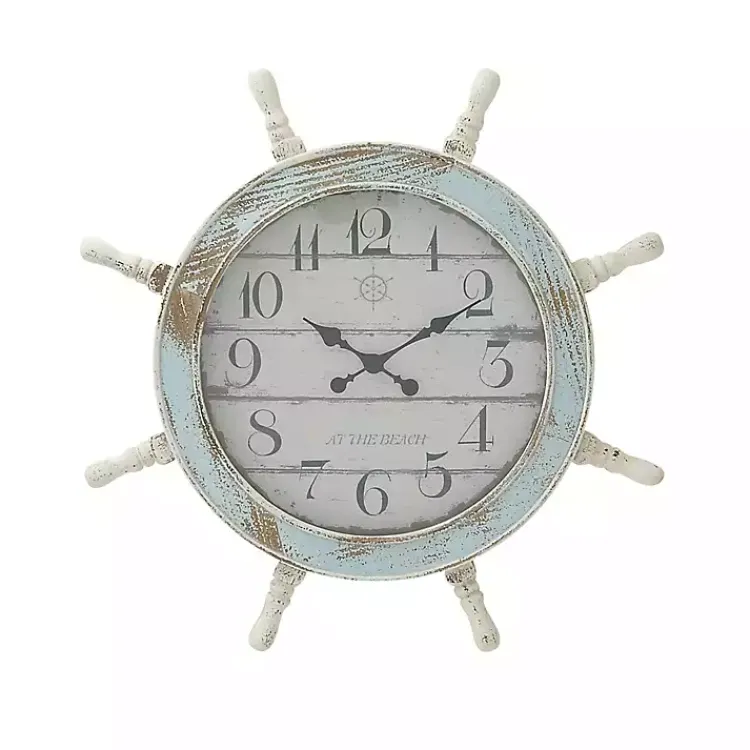 Clocks-Kirklands Home Wood Ship Wheel Wall Clock