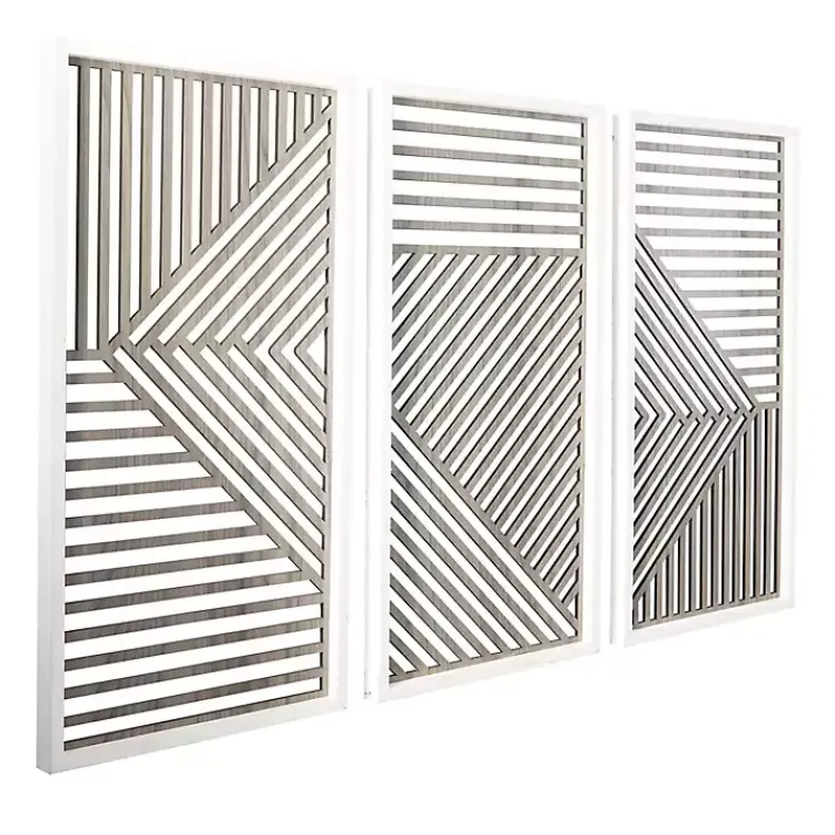 Wall Plaques-Kirklands Home Brown Geometric Wood Panel Wall Plaques, Set of 3