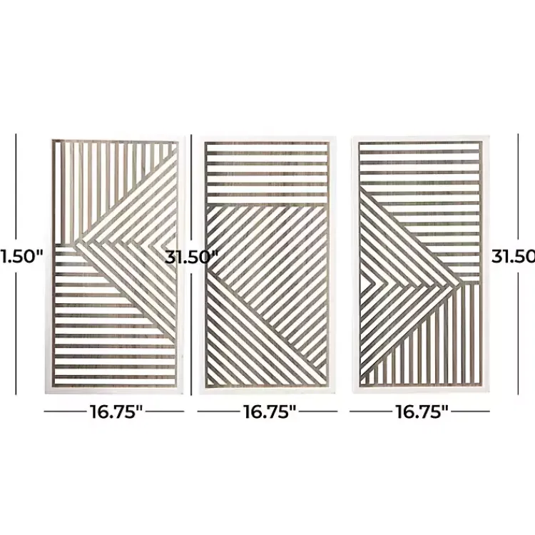 Wall Plaques-Kirklands Home Brown Geometric Wood Panel Wall Plaques, Set of 3