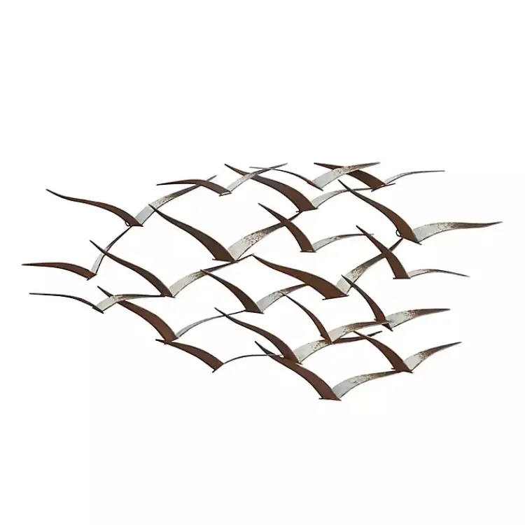 Wall Plaques-Kirklands Home Distressed Metal Flock of Birds Wall Plaque Brown