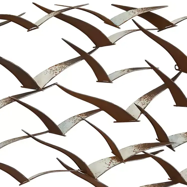 Wall Plaques-Kirklands Home Distressed Metal Flock of Birds Wall Plaque Brown