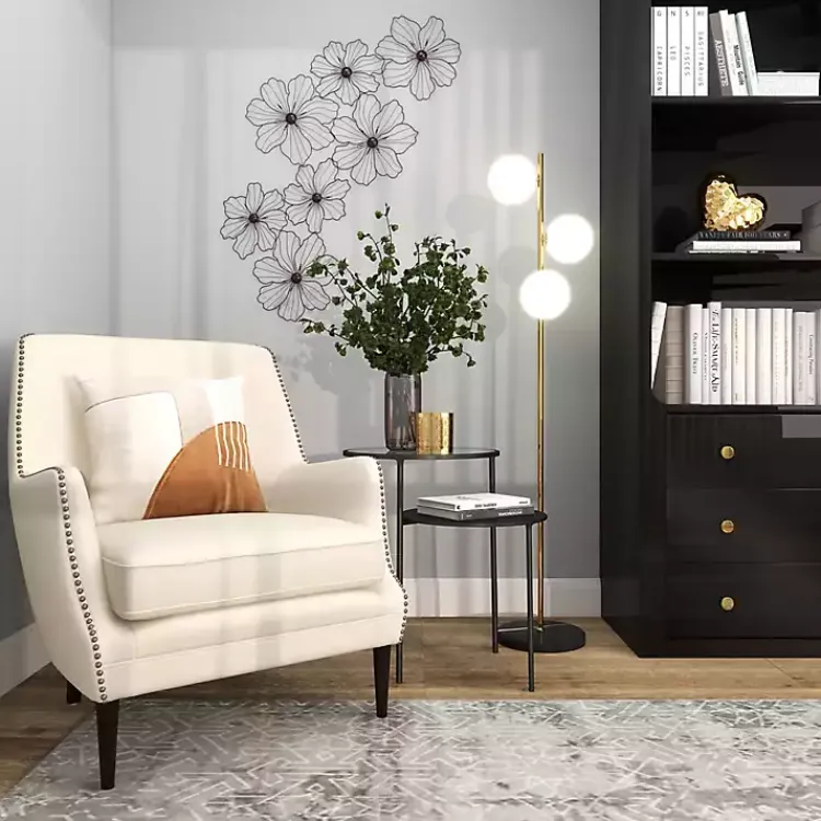 Wall Plaques-Kirklands Home Metal Floral Wire Wall Plaque Black