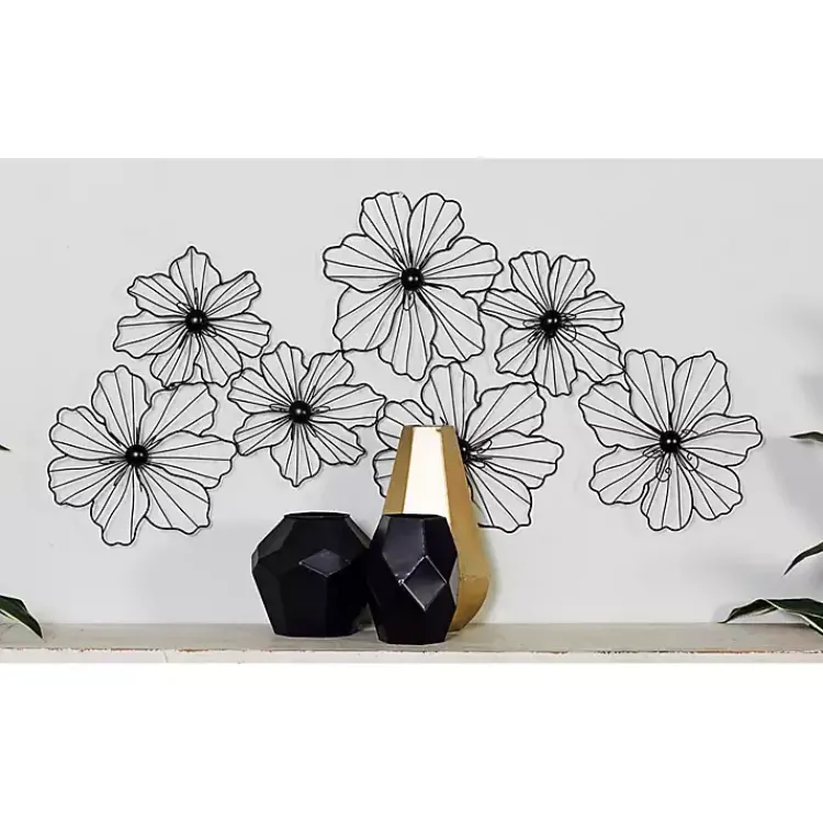 Wall Plaques-Kirklands Home Metal Floral Wire Wall Plaque Black