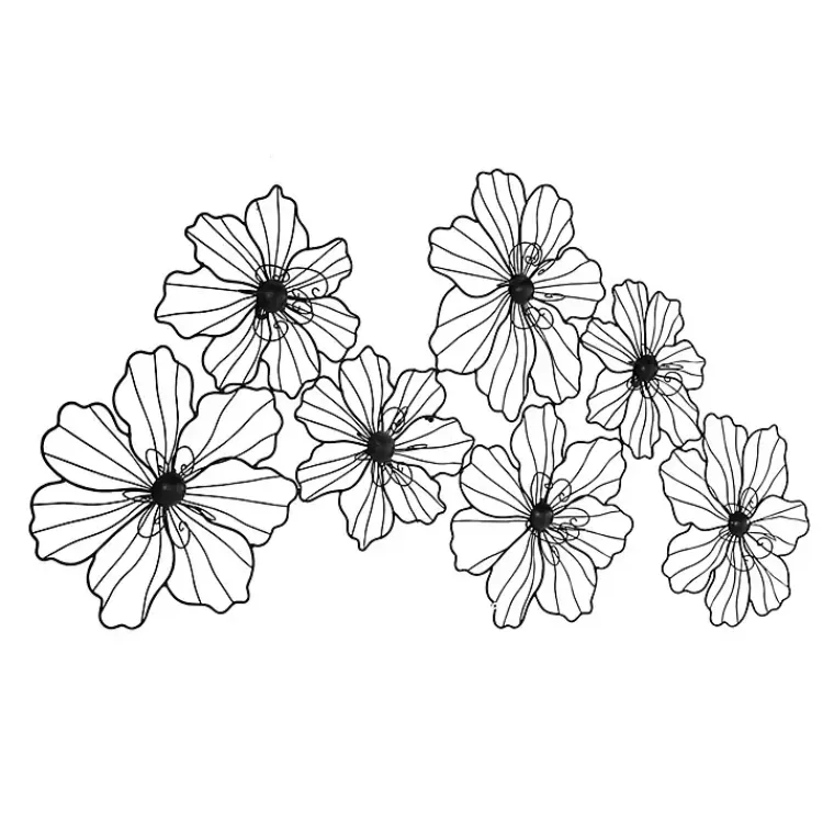 Wall Plaques-Kirklands Home Metal Floral Wire Wall Plaque Black