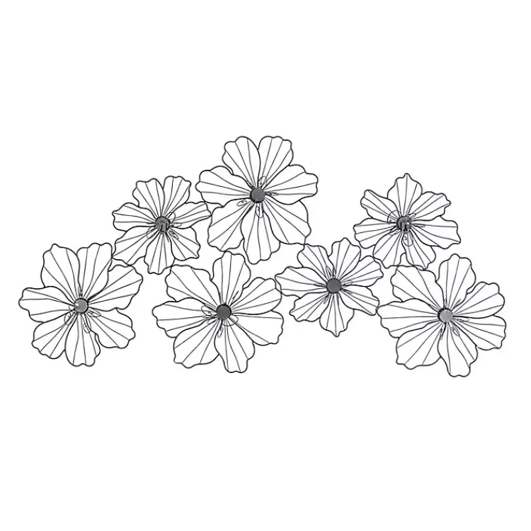 Wall Plaques-Kirklands Home Metal Floral Wire Wall Plaque Black