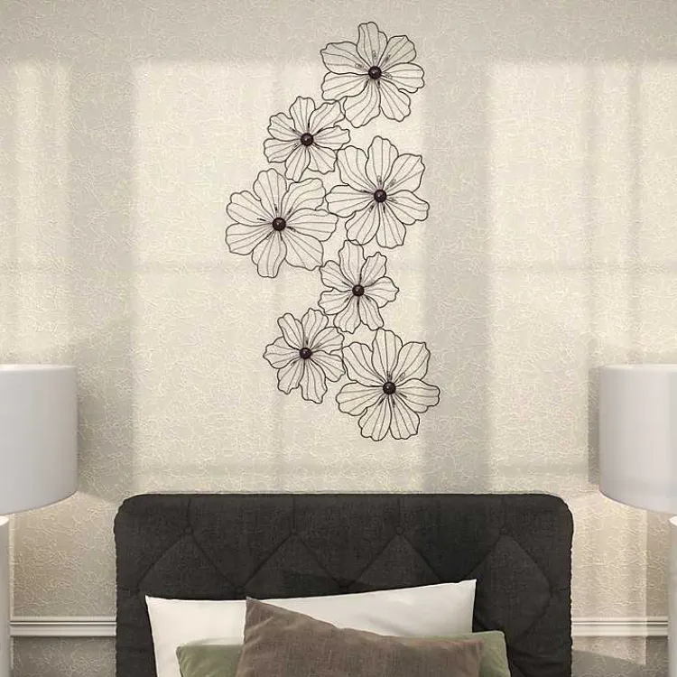 Wall Plaques-Kirklands Home Metal Floral Wire Wall Plaque Black