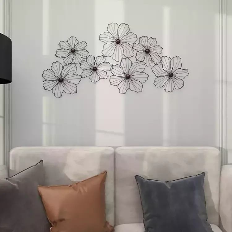 Wall Plaques-Kirklands Home Metal Floral Wire Wall Plaque Black