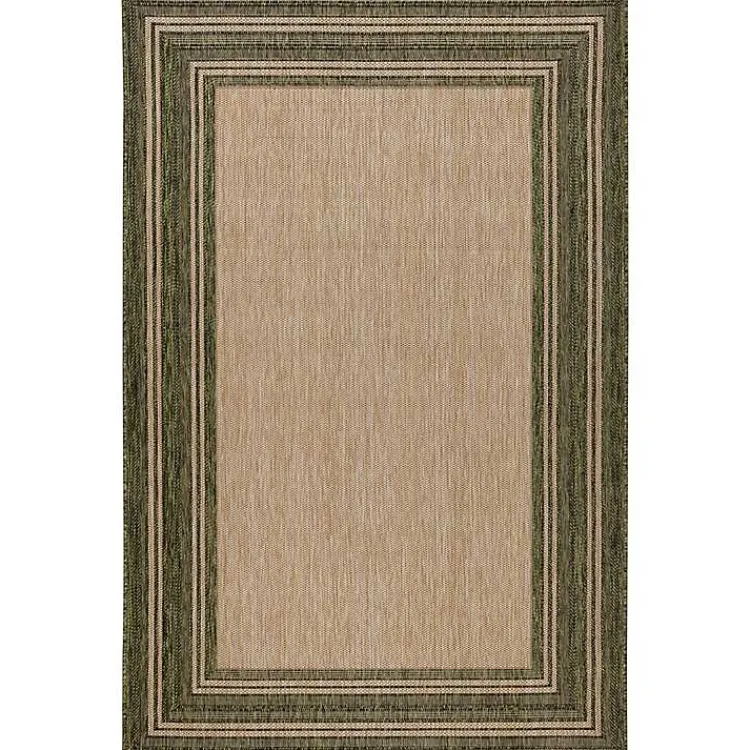 Outdoor Rugs-Kirklands Home Green Framed Border Outdoor Area Rug, 4x7
