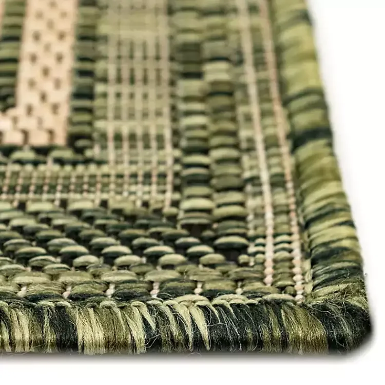 Outdoor Rugs-Kirklands Home Green Framed Border Outdoor Area Rug, 4x7