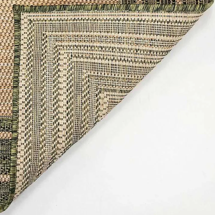 Outdoor Rugs-Kirklands Home Green Framed Border Outdoor Area Rug, 7x9