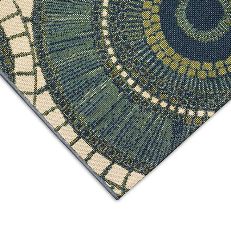 Outdoor Rugs-Kirklands Home Blue & Green Circles Indoor/Outdoor Rug, 2x3