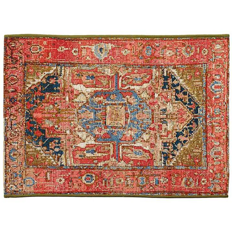 Outdoor Rugs-Kirklands Home Diamond Medallion Indoor/Outdoor Rug, 3x4 Red