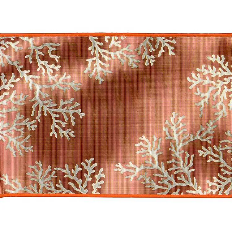 Outdoor Rugs-Kirklands Home Orange Coral Indoor/Outdoor Rug, 3x4