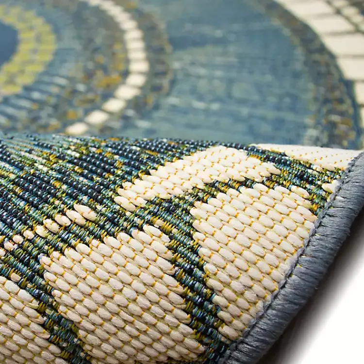 Outdoor Rugs-Kirklands Home Blue and Green Spheres Indoor/Outdoor Runner, 1x4